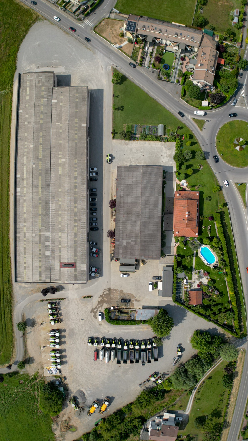 Vista aerea della sede Agromeccanica Rocchi in Via Aldo Moro a Morengo