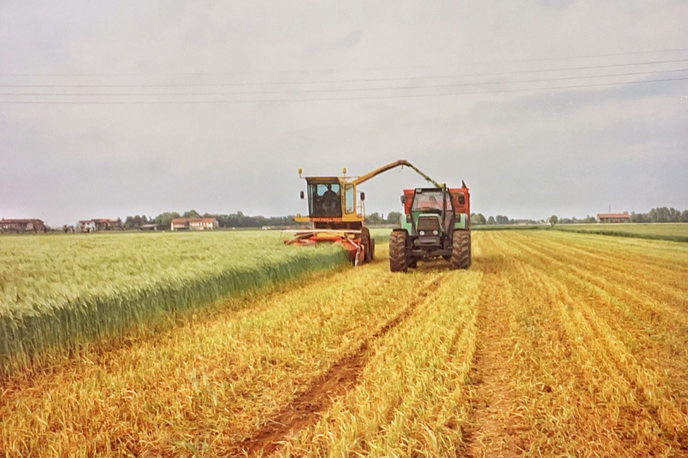 Una storica campagna di raccolta con trincia e trattore